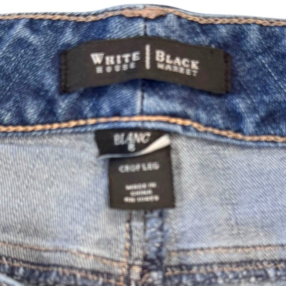 White House Black Market Women's Size 8 Blue Cropped Dark Stretch Denim Jeans - Picture 4 of 4